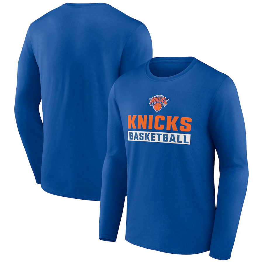 Men's New York Knicks Royal Let's Go Long Sleeve T-Shirt Men's New York Knicks Royal Let's Go Long Sleeve T-Shirt